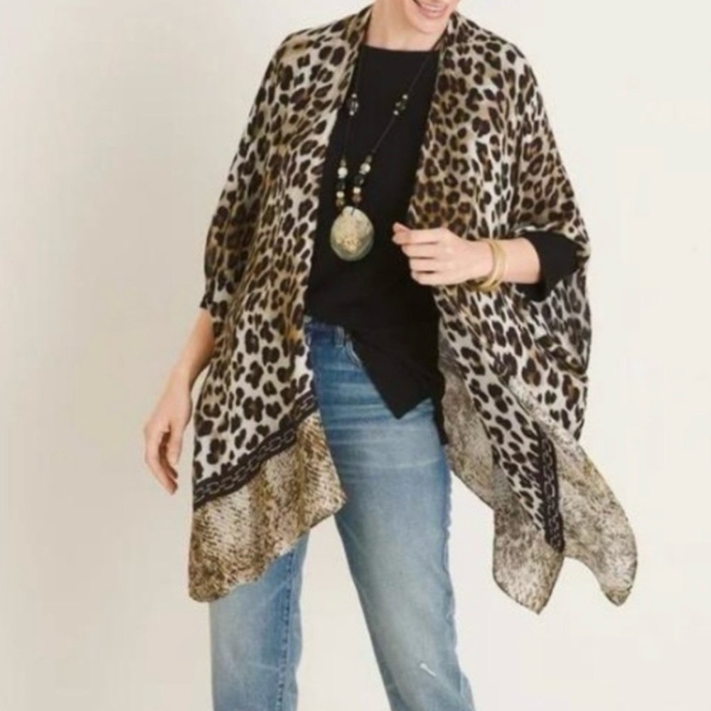 NWT Leopard Print Kimono Shawl